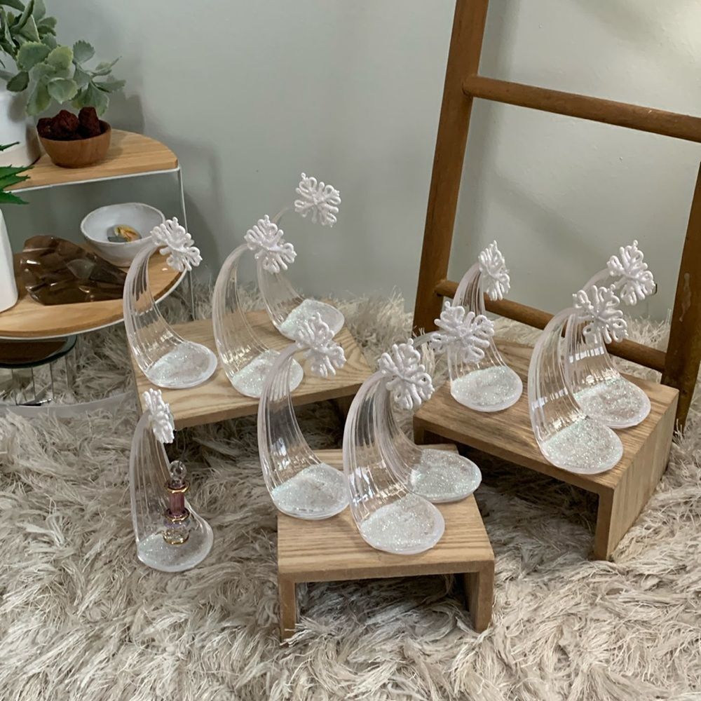 Snowflake Glitter Design Small Plastic Ornament Holders Bundle Of 10